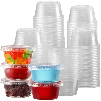 100/500 Seturi de 2 Oz de băut Pahare,Recipiente din Plastic cu Capac,Salata Container, Sos Cupe,Condiment Cupe