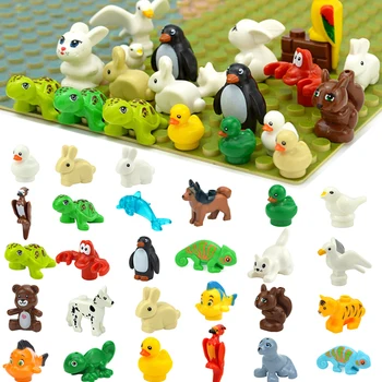 DIY Creative Model dragut Animal MOC Caramida Blocuri de Constructii Zoo Pet Câine, Rață, broască Țestoasă Pinguin Pisica, Porc, Pasăre, Iepure Jucarii