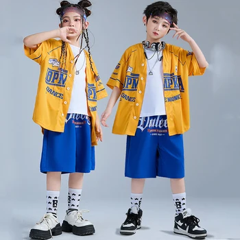 2023 Sala de Dans Hip-Hop Costume Pentru Copii Vrac Sacou pantaloni Scurți Streetwear Băieți Streetwear Fete Jazz Scena Tinutele DQS13965