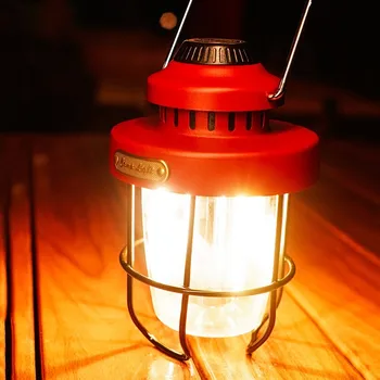 Lampa Camping cu LED Estompat Retro Felinar IPX4 260LM/2000mAh Epocă de Mână, Comutator Rotativ de Tip c de Încărcare pentru Decor Gradina
