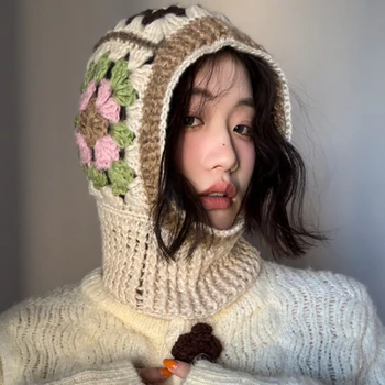Manual de Croșetat Balaclava Pălării pentru Femei pentru Toamna si Iarna coreean Cald Nișă Protecția Gât Pulover Tricotate Căciuli Capace Bărbați