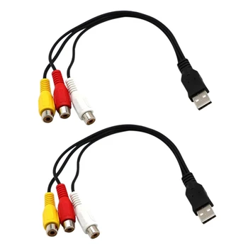 2X USB La 3RCA Cablu USB de sex Feminin La 3 RCA Rgb Video Compozit AV Adaptor Convertor Cablu Cablu Conector Duce