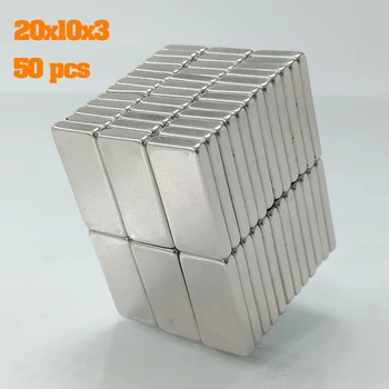50 Buc Magnet Neodim 20mm x 10mm x 3mm N35 Neodim Bloc Super-Puternic, Puternică Magnetic Permanent de Piese
