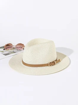 Pălării de vară pentru bărbați și femei alb cu boruri largi pălării Panama tineretului strada pats vacanta centura mic joben totul soare vis