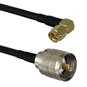 Cablu RG58 UHF PL259 Plug de sex Masculin să-SMA Male Plug unghi Drept Sertizare Conector RF Coaxial 6 inch~20M