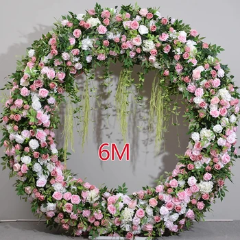 de lux Roz de Nunta Decor Decor Arc Rotund Aranjament Floral Eveniment Stand cu Flori Artificiale Flori Rând Fereastră Displ