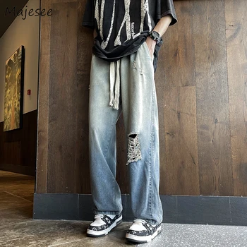 Blugi rupti Barbati Cordon Pantaloni din Denim American Retro Vaqueros Streetwear Adolescenti S-3XL Liber Largi Picior Hip Hop Y2k Frumos
