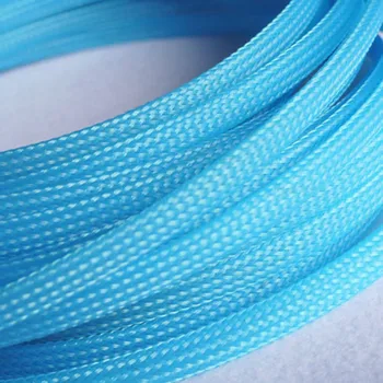 Cer Albastru Izolate Panglica Sleeving Strâns PET Fir Extensibil prin Cablu Manșon ignifug nylon împletit plasă de tub