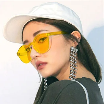 Vara Rotund ochelari de Soare pentru Femei Brand Designer Transparent Nuante de Albastru Ochelari de Soare de Culoare Rece UV400 Oculos Gafas De Sol