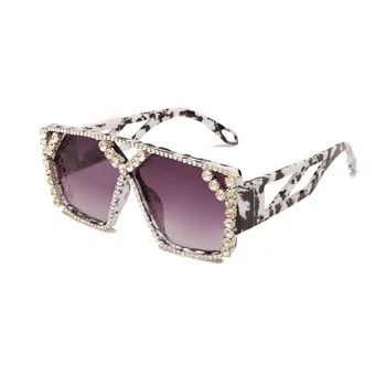 Supradimensionate Piața Diamant ochelari de Soare Noi Femei Barbati Moda Stras Ochelari de Soare Doamna Designer UV400 Ochelari Unisex