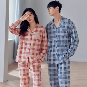 Două Seturi De Pijama Pentru Barbati Pijama Body Cu Maneci Lungi De Somn Plus Dimensiune Pj Pantaloni De Bumbac Acasă Purta Pijamale Iubitor Pijamas
