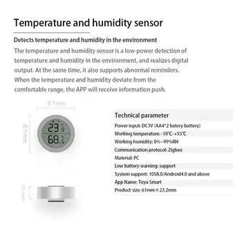Alexa Google Acasa Zigbee Temperatură Și Umiditate Senzor De Monitorizare De La Distanță Diy Muncă De Înaltă Precizie Cu Alexa Si Google Casa Tuya