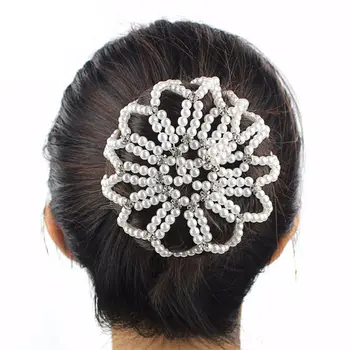 Ornament De Moda De Cristal Elastic Gessner Snood Manual Perla Plase De Păr Pălării De Păr Bun Bun Net