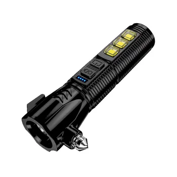 Multifunctional Lumina Puternica Lanterna de Siguranță Auto Hammer USB Reîncărcabilă Foc Semnal de Urgență Lampă de Evacuare Ciocan
