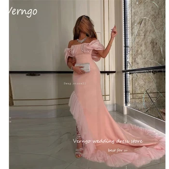 Verngo Fard de obraz Roz Sirena Rochii de Seara fara Bretele pe Umăr Elegant Prom Rochii Dubai arabă Lung Formale Rochie de Ocazie