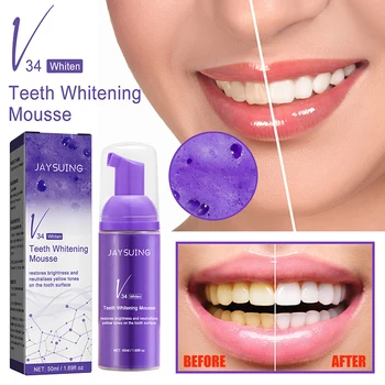50ml Pasta de dinti Albire V34 Dinți de Curățare Spuma Indeparteaza Petele de Reparații de Igienă Mousse de Albire Și Colorarea Dinților Nou