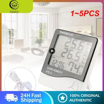 1~5PCS LCD Digital Electronic de Temperatură și Umiditate Metru Termometru Higrometru Interior Exterior Stație Meteo cu Ceas HTC-1 HTC-2