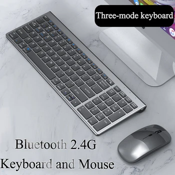 Bluetooth Wireless Keyboard Trei-modul Silențios Full-size Tastatură și Mouse-ul Combo Set pentru Notebook Laptop, Desktop PC, Tableta