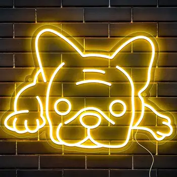 Bulldog Condus Forma Neon Lumina De Noapte Semn Pentru Jocul Cameră, Restaurant Festival Ocazie De Decorare Dormitor Pentru Copii Băieți Fete Cadouri