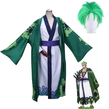 Roronoa Zoro Costume Cosplay Anime Wano Țară Cosplay Kimono-Halat Mantie Centura Costum Complet Wano Kuni Cadou De Crăciun Zoro Tinuta