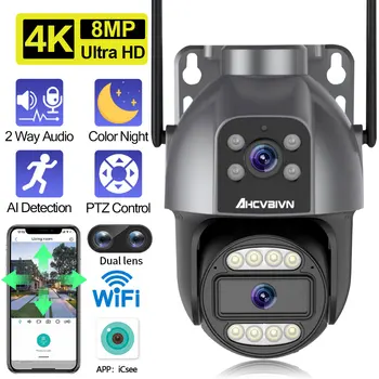 8MP Camera IP PTZ Dual Lens WIFI Camera Supraveghere de Protecție de Securitate Smart Home Umane Forma de Urmărire Impermeabil CCTV iCSee
