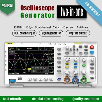 FNIRSI 1014D 2 In 1 Dual Channel Digital Osciloscop de Stocare 100MHz Generator de Semnal 1GSA/s Rata de esantionare
