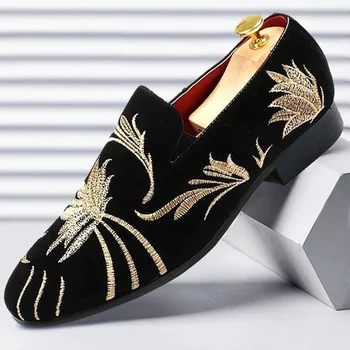Mocasini barbati pantofi casual Camuflaj broderie Slip-on shoe de imprimare Britanic de moda pentru bărbați PU pantofi de piele de dimensiuni mari 38-48