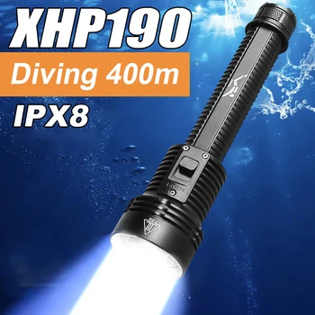 Cele mai recente Stil XHP190 LED Profesionale, Lanterne de Scufundare Super-Luminos Iluminare de Noapte Scufundări Lanterna Impermeabil Amfibii Lămpi