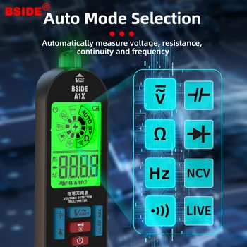 BSIDE A1X Profesional Taxa Multimetru Digital Inteligent Tensiune Teste Auto Sunat AC DC Capacitate Ohm Diodă Hz NCV Pen Live Tester