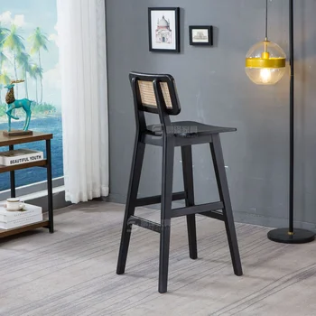 Nordic stil minimalist modern acasă restaurant pat și mic dejun hotel departamentul de vânzări solide din lemn de rattan scaun bar, scaun înalt
