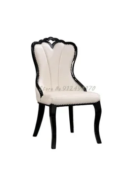 Stil European scaun de luat masa alb simplu restaurant modern moda soft pachet hotel leisure coreean piele PU villa solid