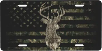 Camuflaj Camuflaj Cerb de Vânătoare American Flag Aluminiu de Înmatriculare Metalice Decorative Mașină de Înmatriculare din Față se Acoperă cu 4 Gauri