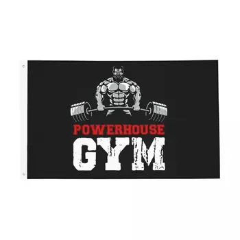 Powerhouse Gym Bodybuilding Pavilion în aer liber Durabil Banner de Fitness Musculare 2 Garnituri Agățat Decor 90x150cm