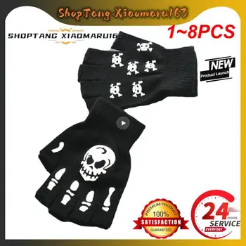 1~8PCS Cald Mănuși de Tricotat Pentru Adult Solid Acrilice Jumătate Degetul Mănuși Schelet Uman Cap de Prindere Ciclism Imprimare Non-alunecare de Încheietura mâinii