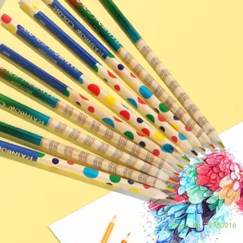 Creioane colorate Curcubeu Creioane pentru Elevii din Lemn Creion Gros Rod Seturi cu Ascuțitoare pentru Colorat Desen Schiță