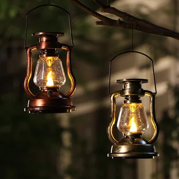Solare Lampă Cu Kerosen Retro Camping Lanterna Camp Agățat Lumina Impermeabil Curte Portabil Cort De Lumină