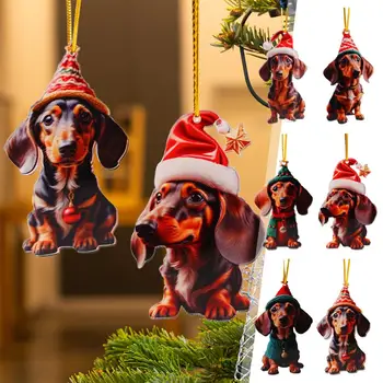 Apartament 2D Desene animate Drăguț Câine Masina Agățat Pandantiv Masina de Crăciun Geam Ornament de Crăciun Rucsac Acasă Cuier Decorare Cadouri U8O8
