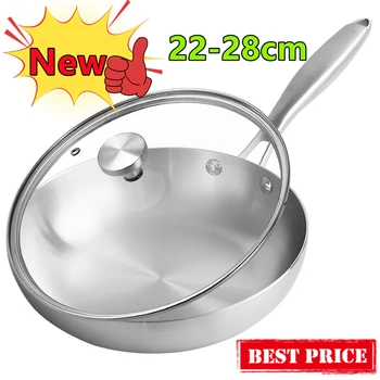 Noua Tigaie 304 din Oțel Inoxidabil, Vase de Gătit pentru Bucătărie Grad Profesional Tigăi pentru Gătit Instrumente Oală 22cm 24cm 26cm 28cm