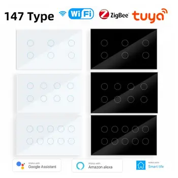 Tuya WIFI, Zigbee Smart Switch 147 Tip 6/8/10Gang Acasă Comutator de Perete Panou Alexa Google Control Acasă Interruptor Pentru Viața Inteligentă