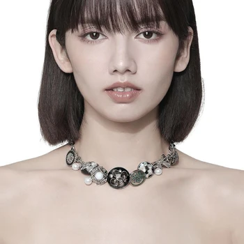 Colier Pentru Femei Y2k Dotari Vintage Negru Coliere Moda Egirl Dulce Rece Clavicula Lanț Colier Bijuterii De Fată 2023 Noi
