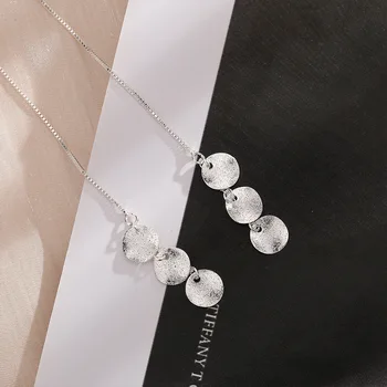 Noua Modă De Culoare De Argint Picătură Cercei Mat Tampoane Rotunde Ciucure Geometrice Pentru Femei Cadou Fată Moda Bijuterii Dropship En-Gros