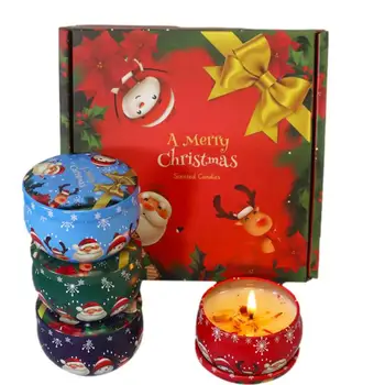 De Crăciun, Lumânări Cadou Set De 4 Buc Acasă Parfumate Lumânări Lumanari Aromaterapie Pentru Acasă Parfumate Naturale De Soia, Ceara De Stres