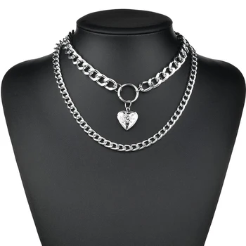 BLA Forma de Inima Lanț Prezintă Colier Pentru Femei Bijuterii Inima Coliere Declarație Bijoux Femme de Argint de Culoare Colier SE200013
