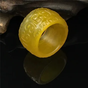 100% verde jad galben inele agat de mână-sculptate în jad inel bărbați femei jad brand de bijuterii ring