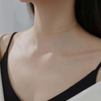 2023 Noua Moda Simplu Pentru Femei Slim Decalaj Margele De Aur, Argint Clavicula Lanț Scurt Colier Bijuterii Cadou Pentru Petrecere
