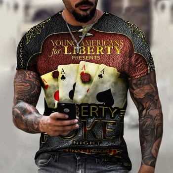 Stil de Poker 3D de Imprimare Vânzare Fierbinte O-Neck T-Shirt Pentru Bărbați/Femei,Subțiri Și Ușoare Tesatura Poliester Topuri Casual Streettwear Tees