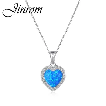 Jinrom S925 Argint Iubesc Opal Pandantiv Colier Feminin De Lux Elegant Temperament Albastru Opal Colier