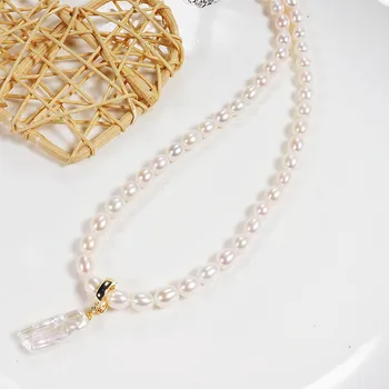 De apă dulce pearl Baroc catarama asociat colier versatil și minimalist bijuterii femei FNN2 singur perla