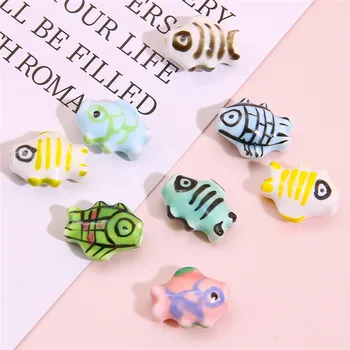 5Pcs Ceramice Mici de Pește Direct Margele Gaura față-Verso Pictat de Imprimare Vrac Margele DIY Bijuterii Handmade Accesorii Material