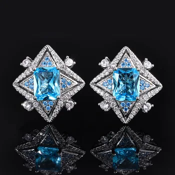 Marea Albastră de Cristal Cercei Stea Vara Purtand Accesorii de Lux Bijuterii Fine pentru Femei Vintage Cadou de Aniversare de Nunta